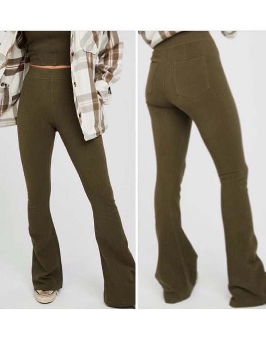 aerie Pants - Offline By Aerie Women M Olive Green PartyFavor High Waisted Flare Legging